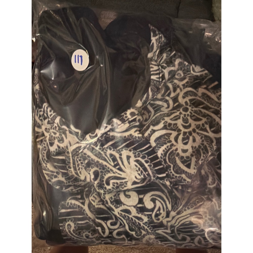 White Stag Womens XXL 20 Navy Blue Paisley 2 Piece Cardigan Shell Twin Set Top - Picture 6 of 6